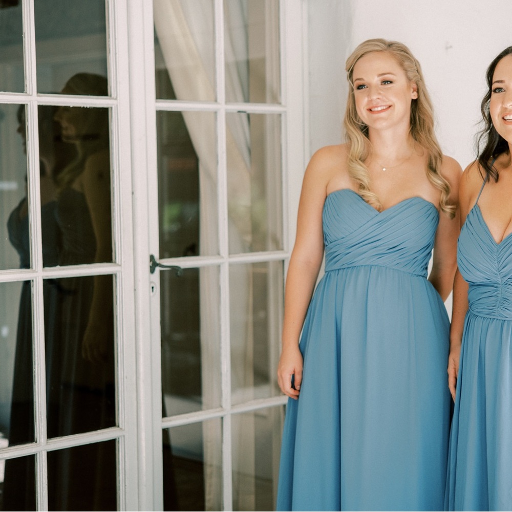 Kennedy Blue “Parker” Strapless Bridesmaid Dress in Slate Blue, size 6